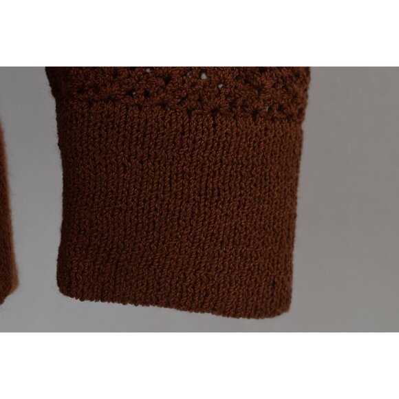 Vintage‎ Crochet Brown Cardigan - Picture 8 of 9